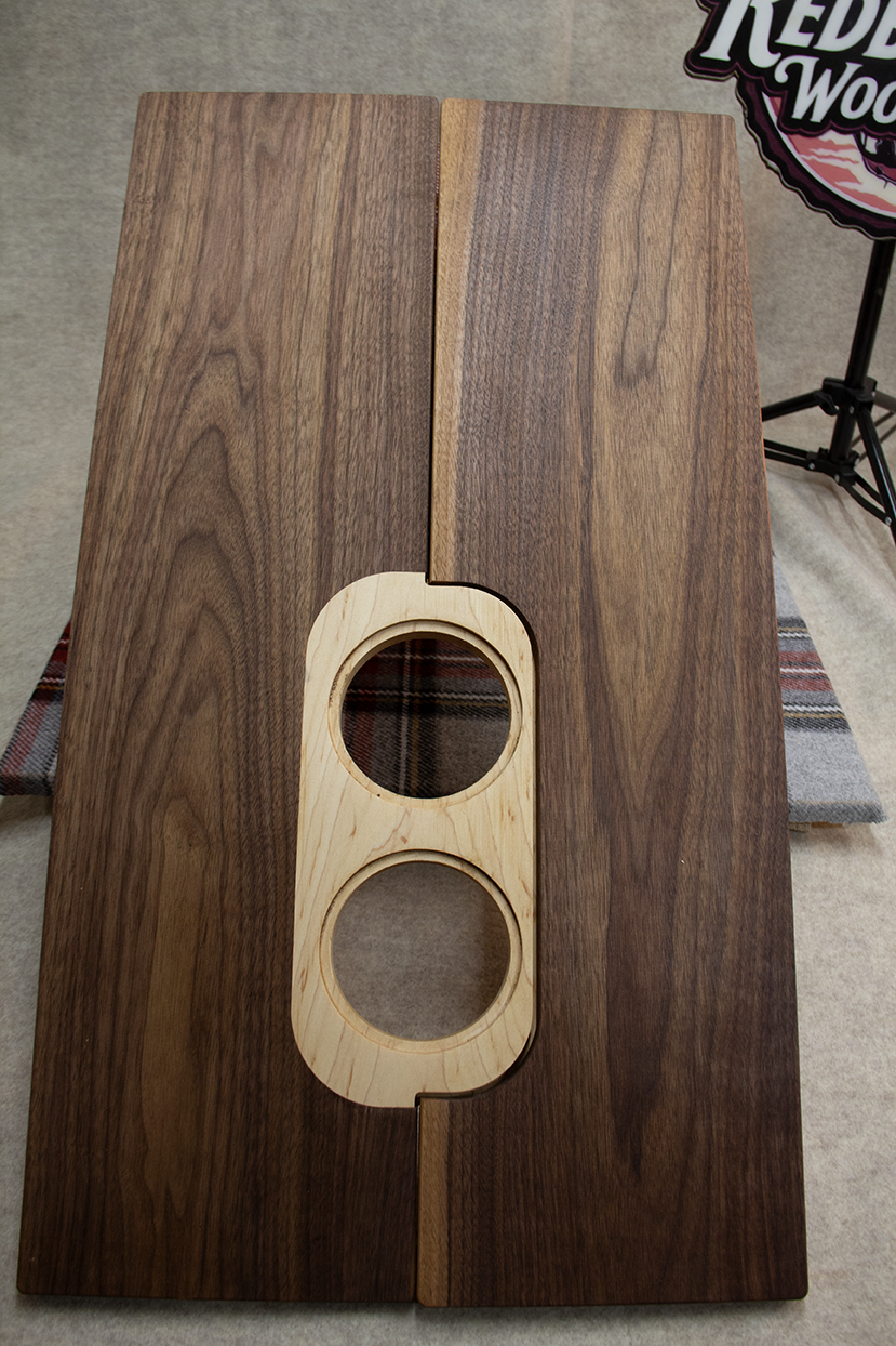 Customizable Walnut Hardwood folding Transit Sprinter van RV tabletop w/cup holders. Use w/ Lagun table mount