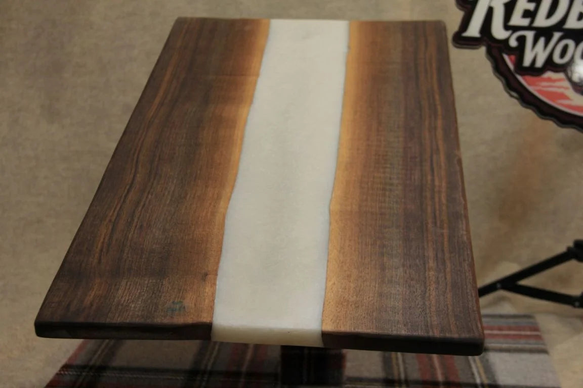Stunning Sunset Walnut with pearl white epoxy Rv Sprinter van table