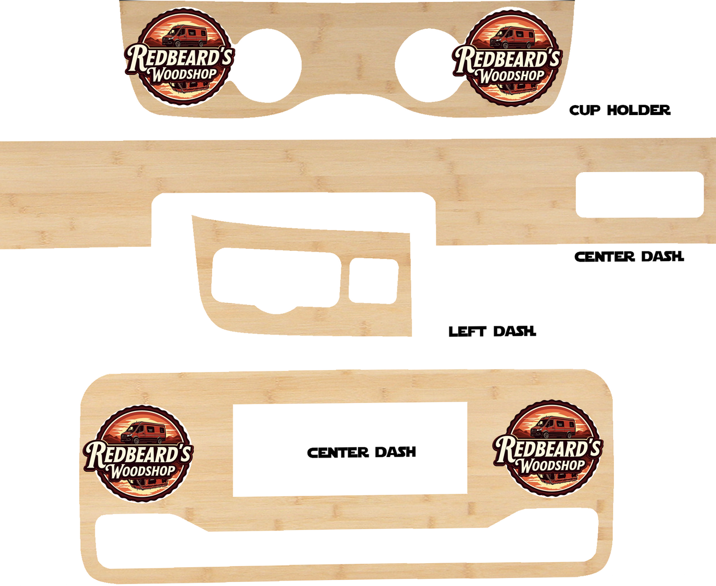 Custom Sprinter van 2019-up hardwood dashboard skin