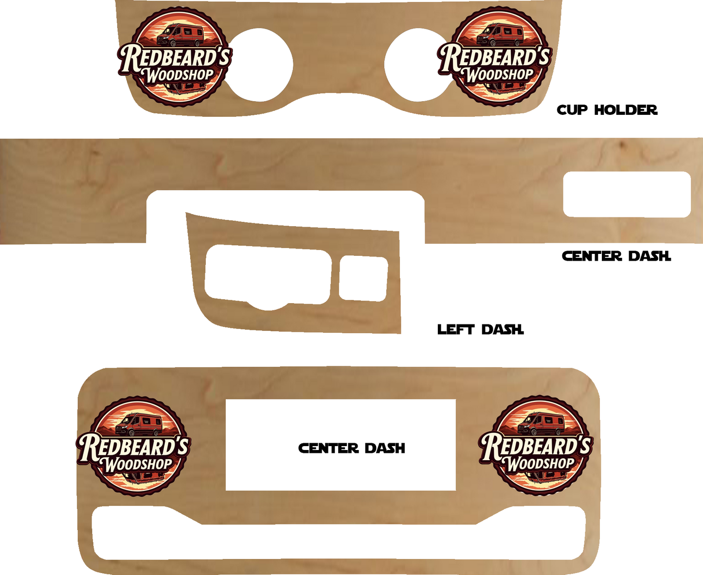 Custom Sprinter van 2019-up hardwood dashboard skin