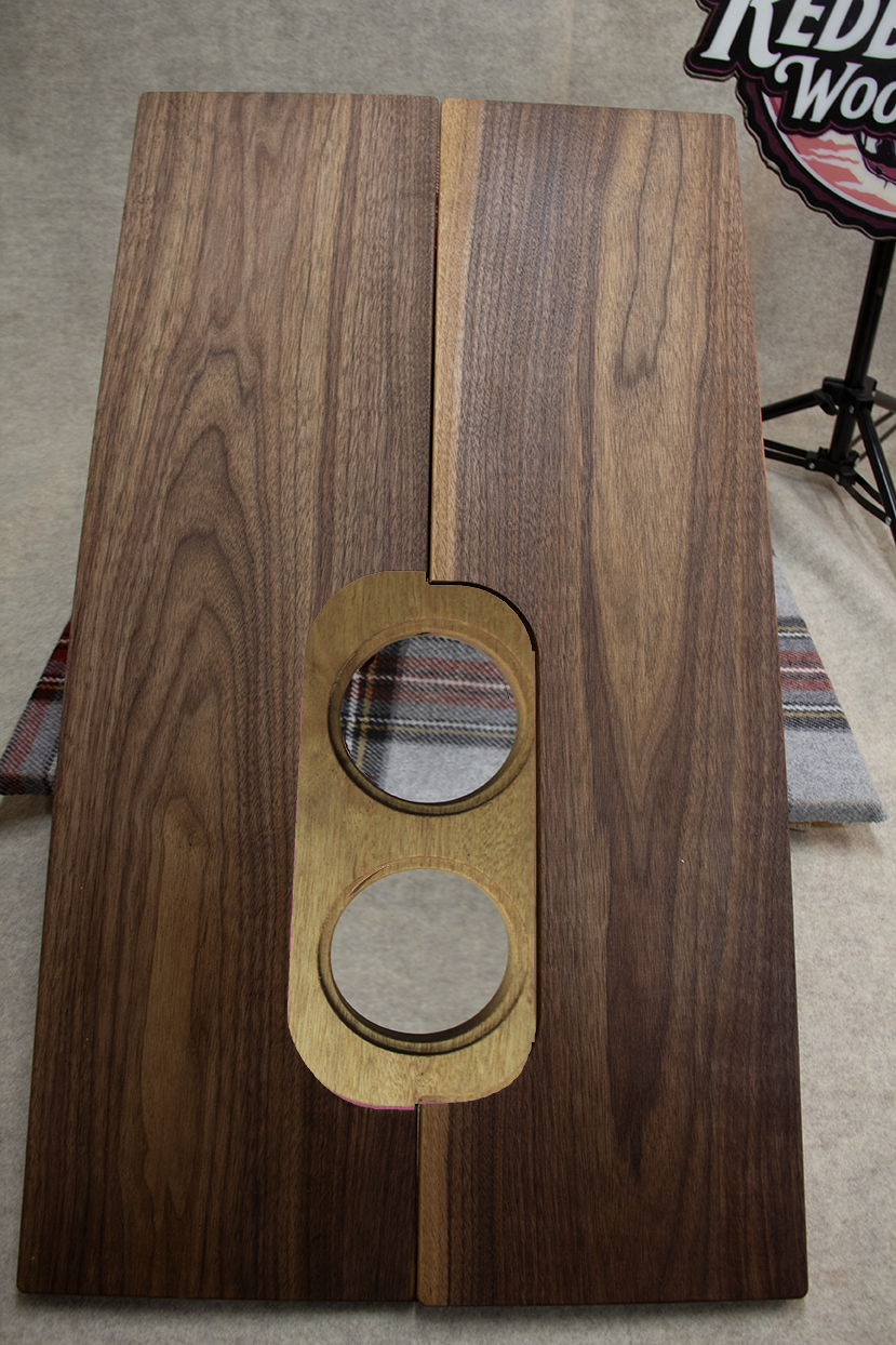 Customizable Walnut Hardwood folding Transit Sprinter van RV tabletop w/cup holders. Use w/ Lagun table mount