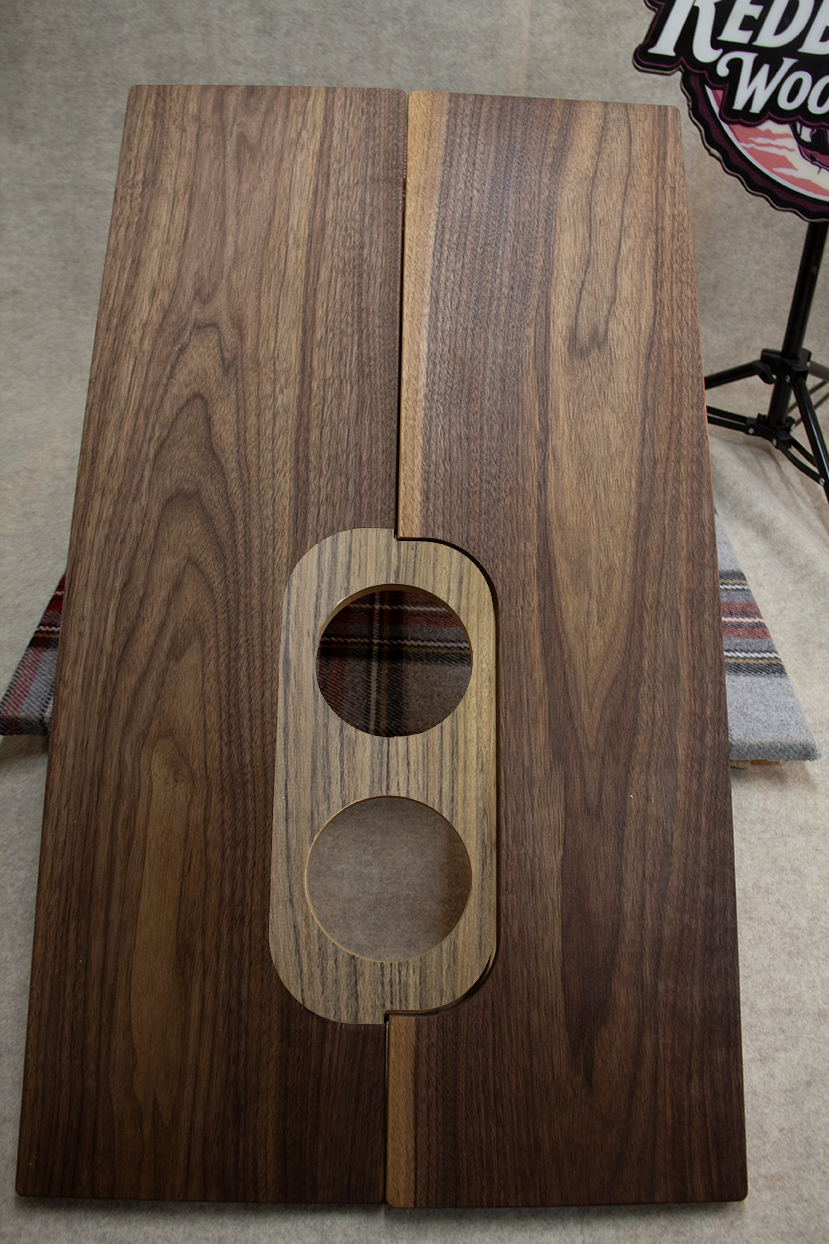 Customizable Walnut Hardwood folding Transit Sprinter van RV tabletop w/cup holders. Use w/ Lagun table mount