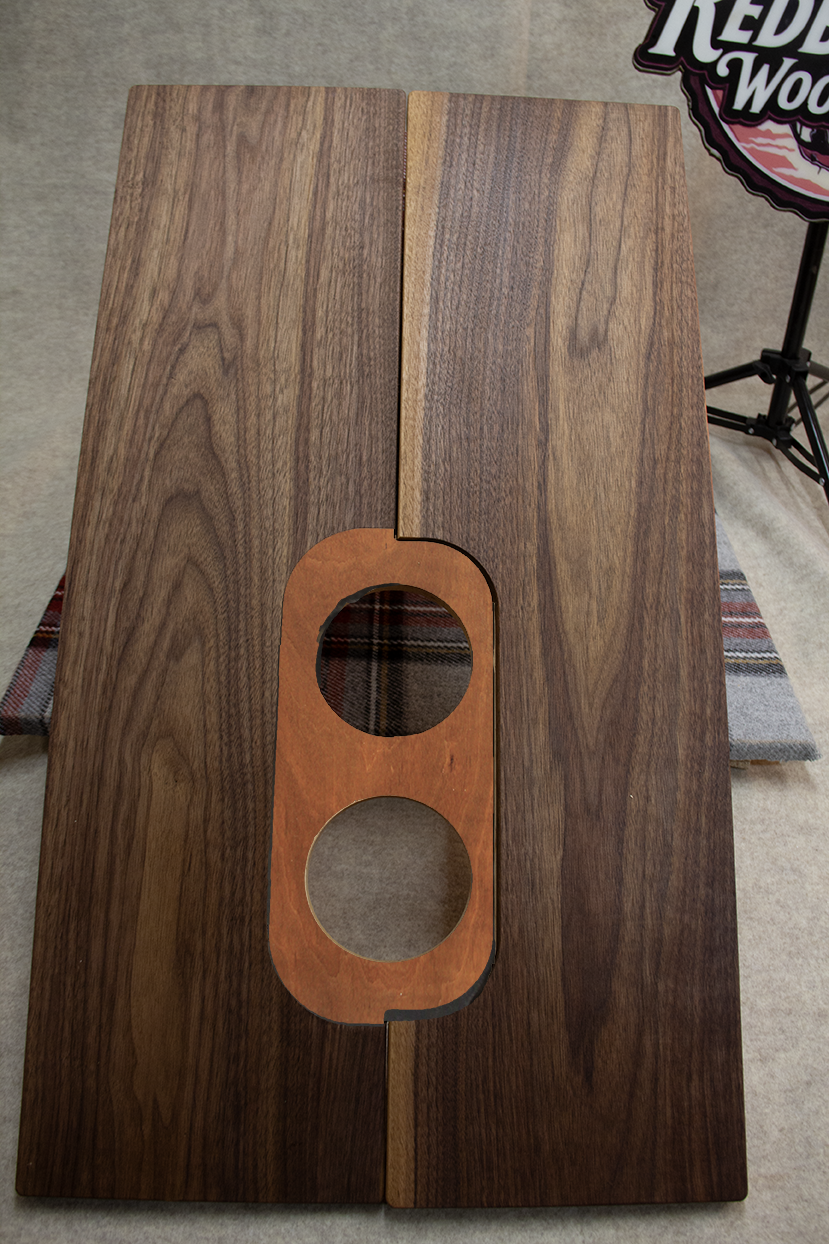 Customizable Walnut Hardwood folding Transit Sprinter van RV tabletop w/cup holders. Use w/ Lagun table mount