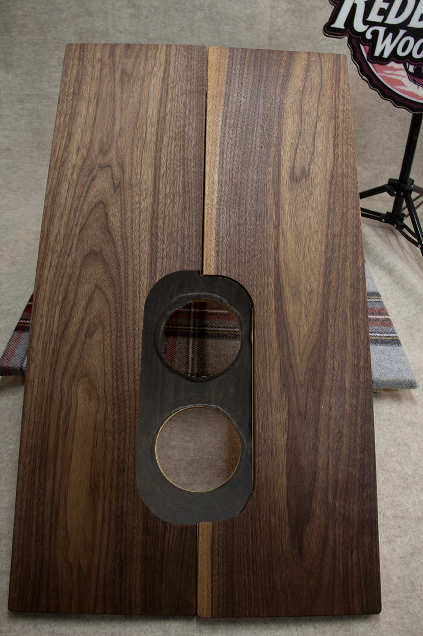 Customizable Walnut Hardwood folding Transit Sprinter van RV tabletop w/cup holders. Use w/ Lagun table mount